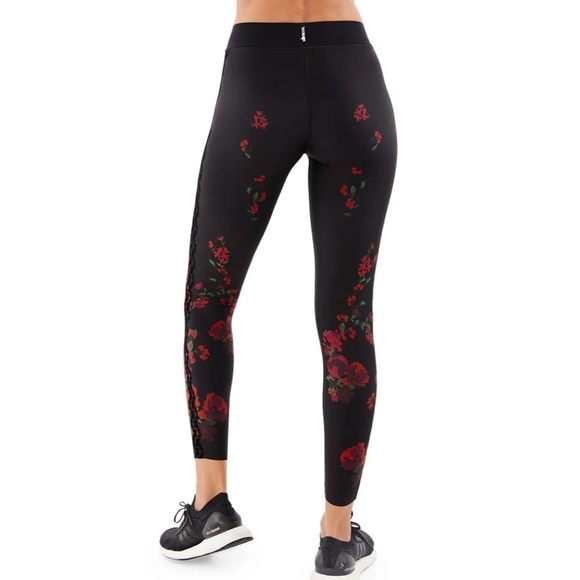 ULTRACOR Madrid High-Rise Floral Leggings Black Red Size Medium